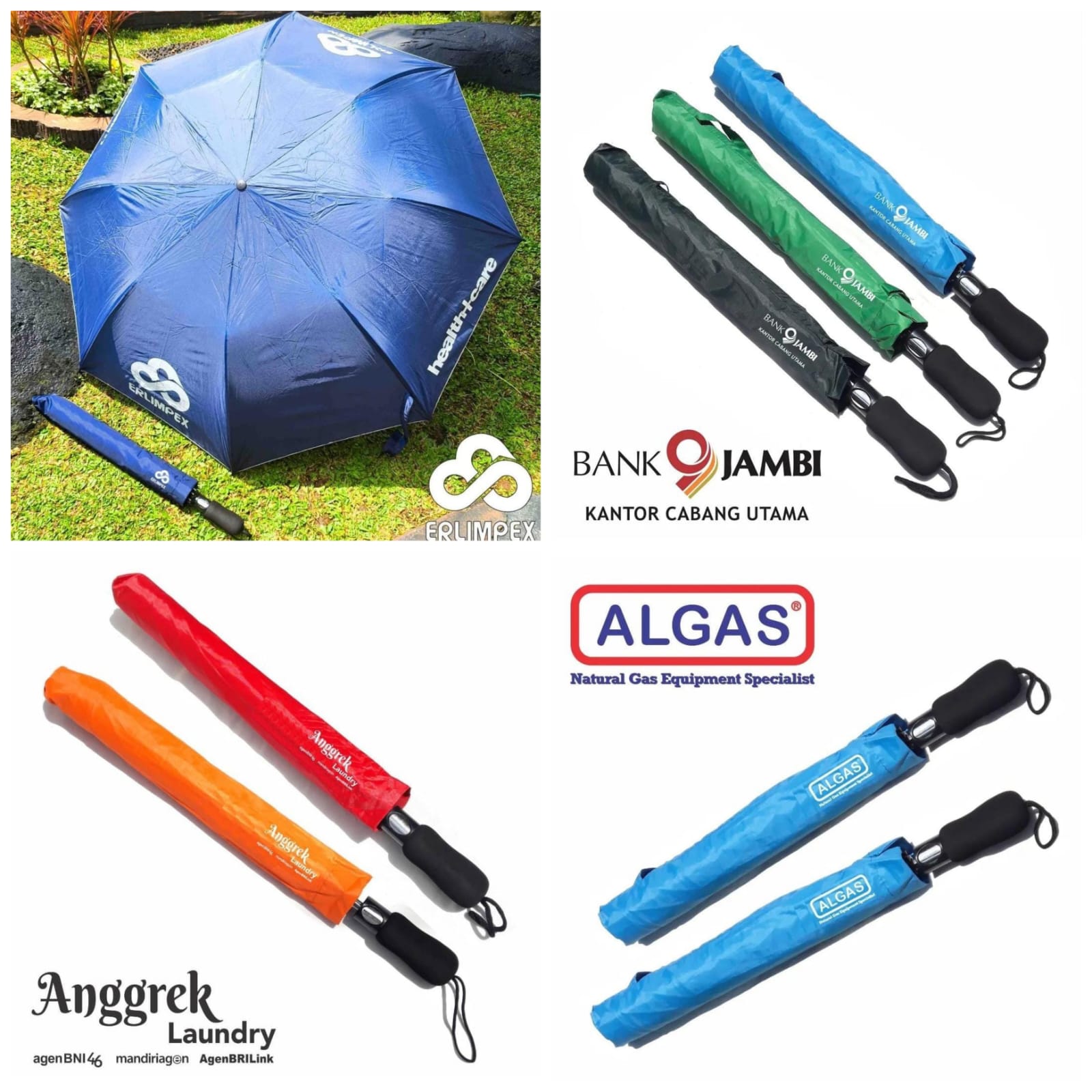Payung #Golf Lipat #automatic 27" + Sarung <br>Print Putih di 4 sisi