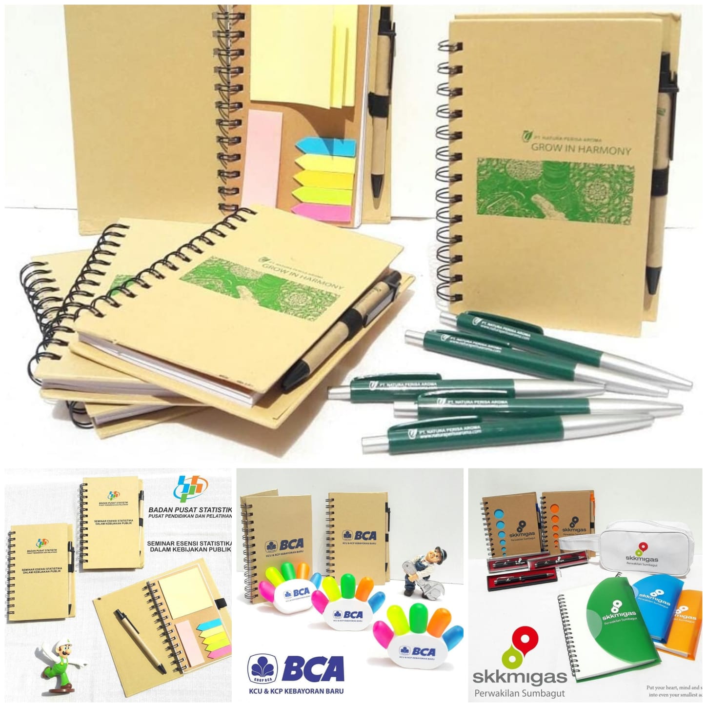 Memo Plain + Postit + Ballpoint <br>Print 1 warna di 1 sisi